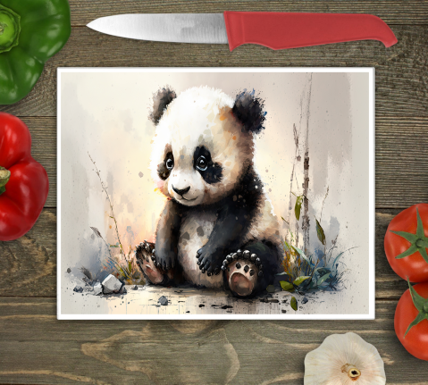 Panda Large Glass Chopping Board, Panda Worktop Saver