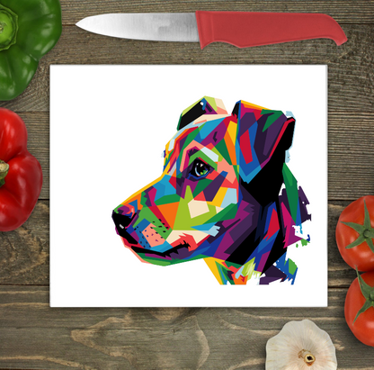 Patterdale Terrier Glass Chopping Board, Patterdale Terrier Worktop Saver