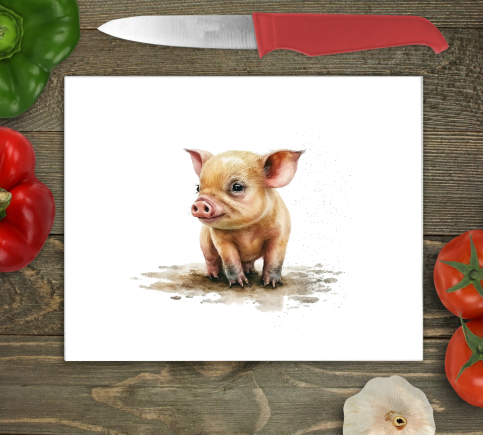 Pig Glass Chopping Board, Pig Worktop Saver