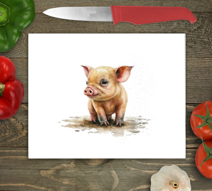Pig Glass Chopping Board, Pig Worktop Saver