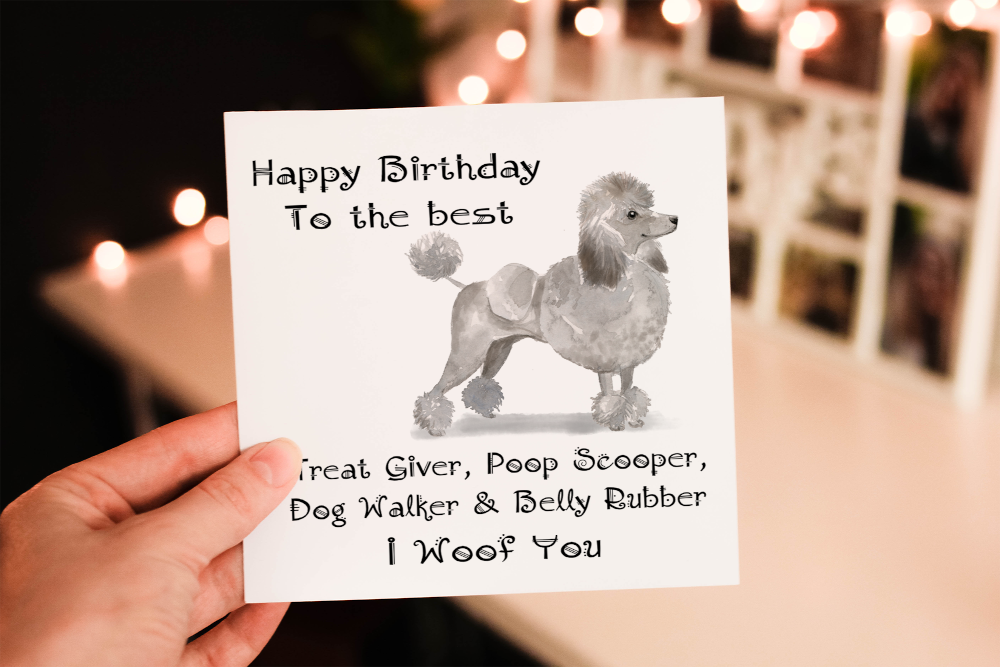 Poodle Dog Birthday Card, Dog Birthday Card
