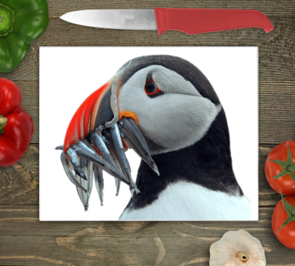 Puffin Glass Chopping Board, Puffin Worktop Saver