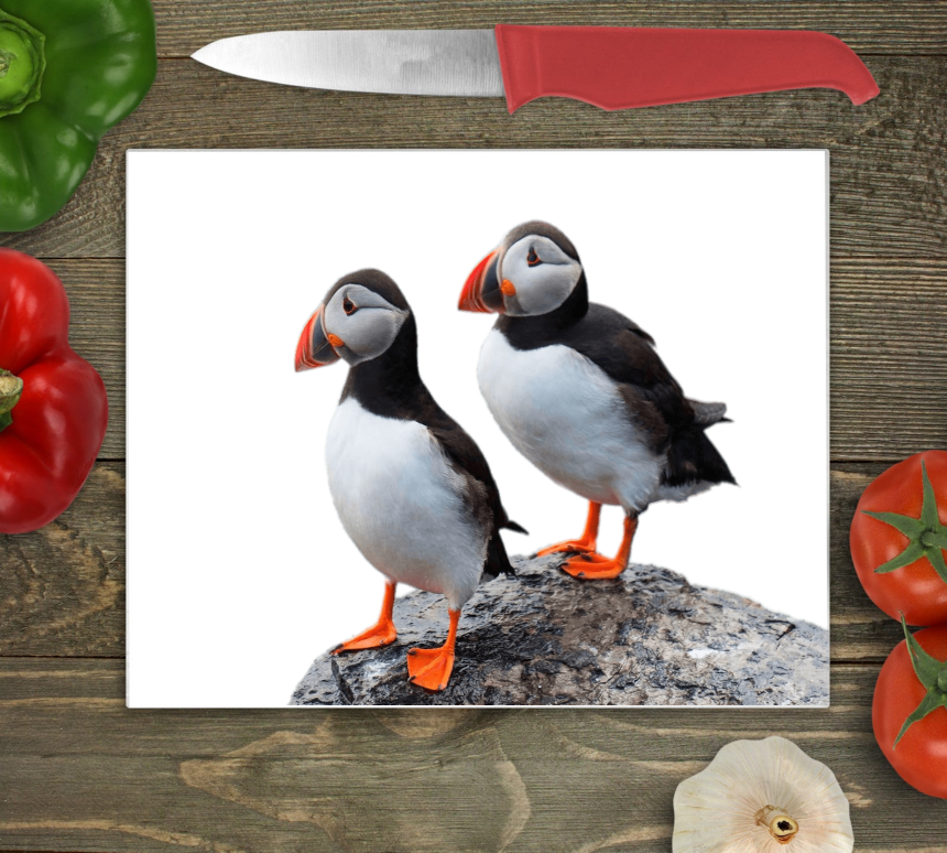 Puffin Glass Chopping Board, Puffin Worktop Saver