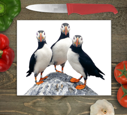 Puffin Glass Chopping Board, Puffin Worktop Saver