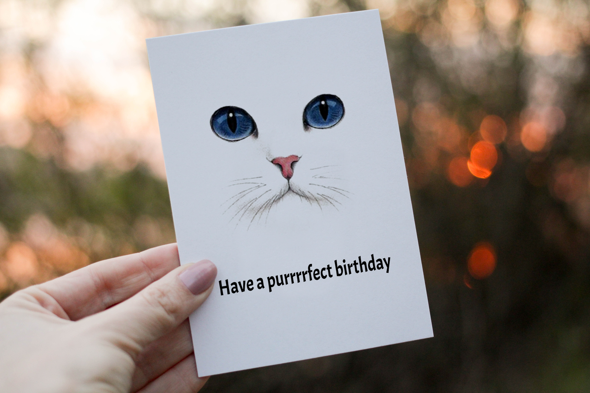 Cat Birthday Card, Cat Birthday Card, Personalised Cat Card, Friend Greeting Card, Custom Birthday Card, Blank Cat Notelet, Cat Friend Card