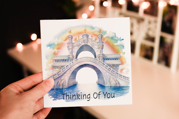 Rainbow Bridge Sympathy Card, Death Acknowledgement Card