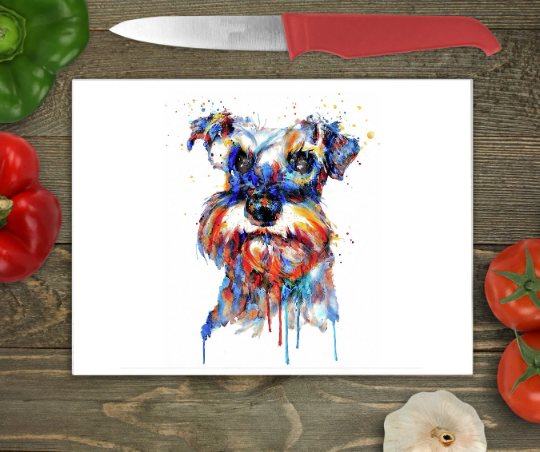 Schnauzer Glass Chopping Board, Schnauzer Worktop Saver