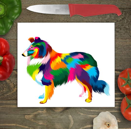 Sheltie Glass Chopping Board, Sheltie Glass Worktop Saver