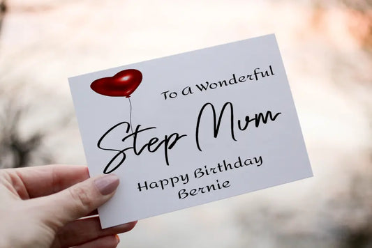Personalised Step Mum Birthday Card: Custom Name & Age Card