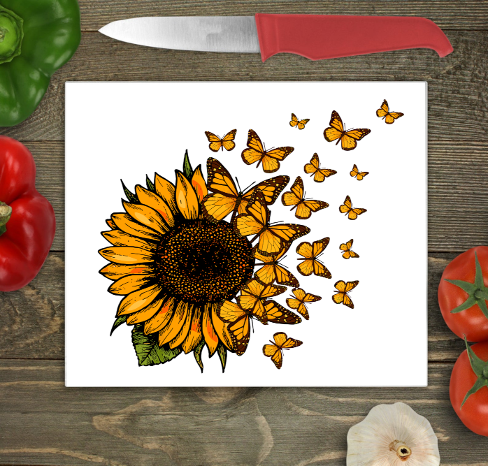 Butterfly Glass Chopping Board, Butterfly Worktop Saver