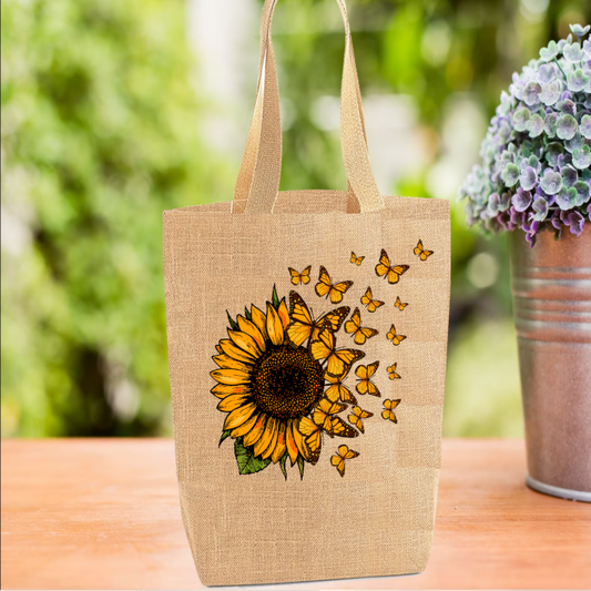 Butterfly Sunflower Tote Bag, Tree Bag, Personalised Tote Bag