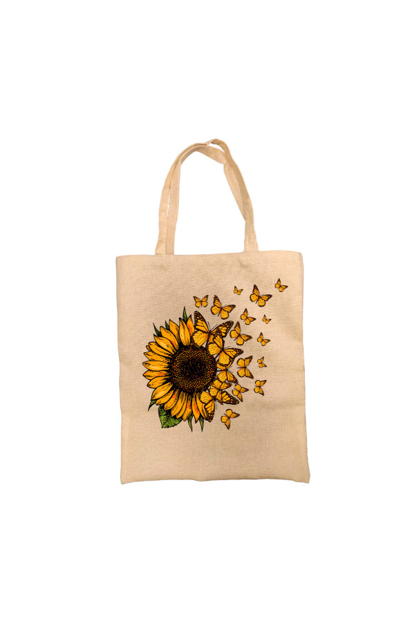 Butterfly Sunflower Tote Bag, Personalised Tote Bag