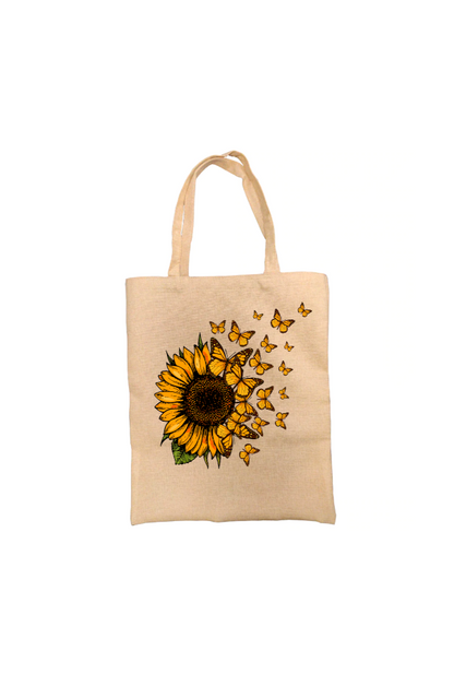 Butterfly Sunflower Tote Bag, Personalised Tote Bag