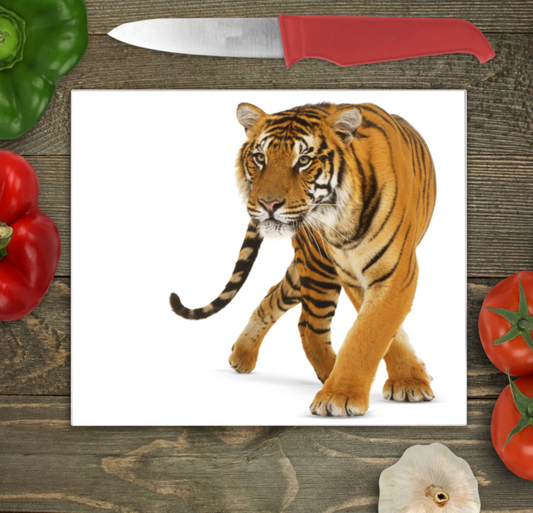 Tiger Glass Chopping Board, Tiger Worktop Saver