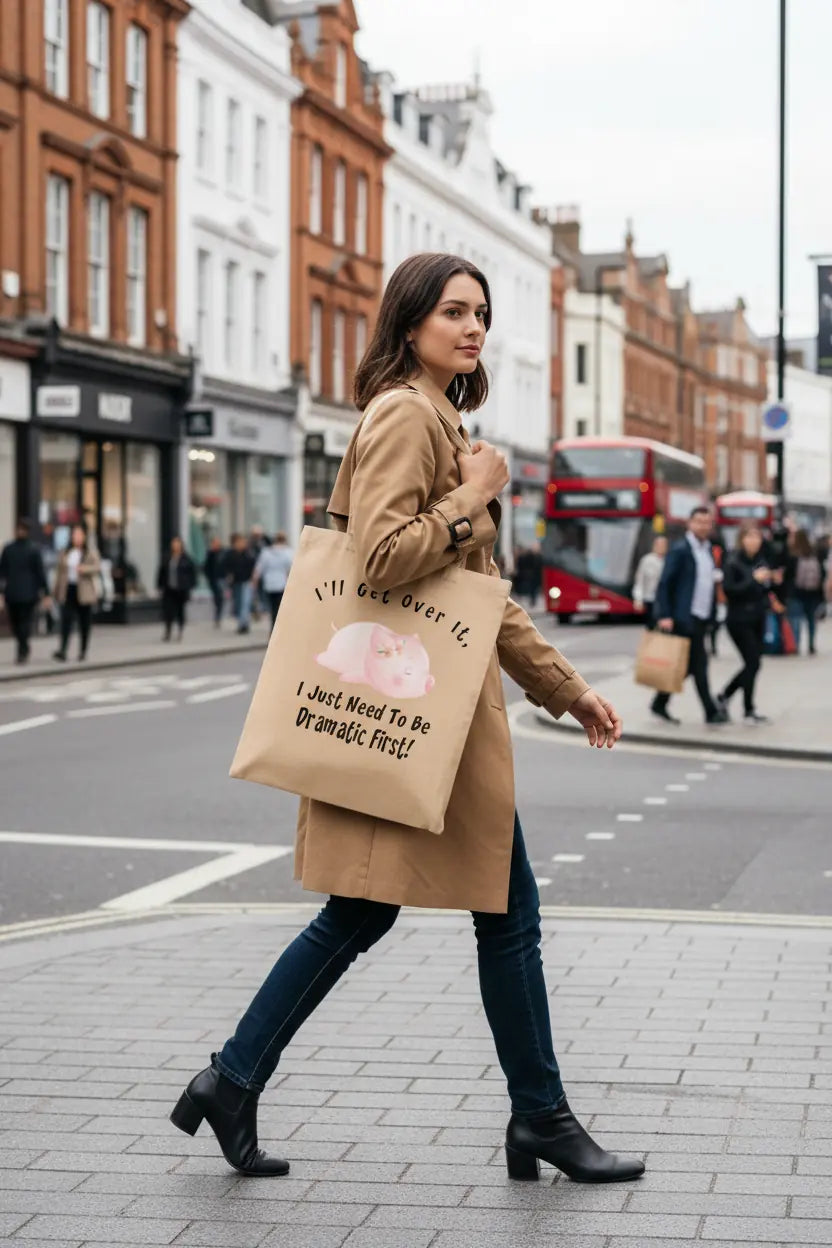 Dramatic Pig..Funny Pig Tote Bag, Pig Bag, Personalised Tote Bag