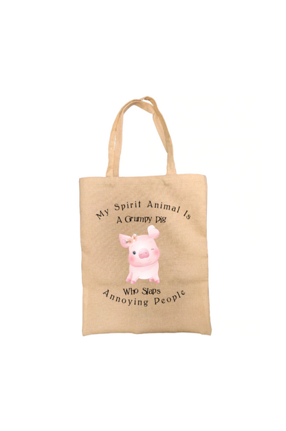 My Spirit Animal..Funny Pig Tote Bag, Pig Bag, Personalised Tote Bag