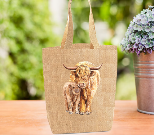 Highland Cow & Calf Tote Bag, Cow Bag, Personalised Tote Bag