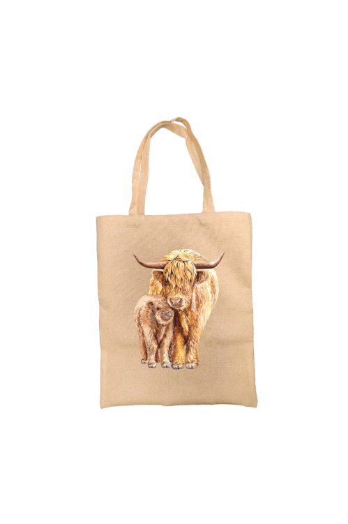 Highland Cow & Calf Tote Bag, Cow Bag, Personalised Tote Bag