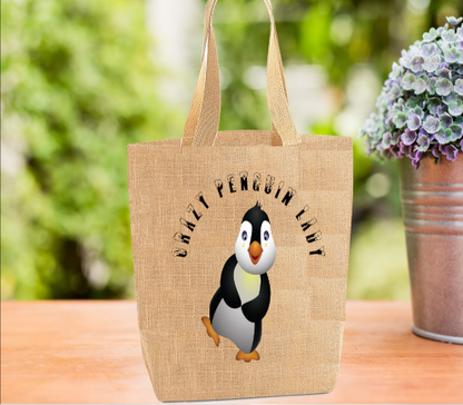 Penguin Tote Bag, Crazy Penguin Lady