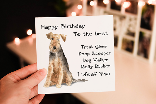 Personalised Welsh Terrier Dog Birthday Card