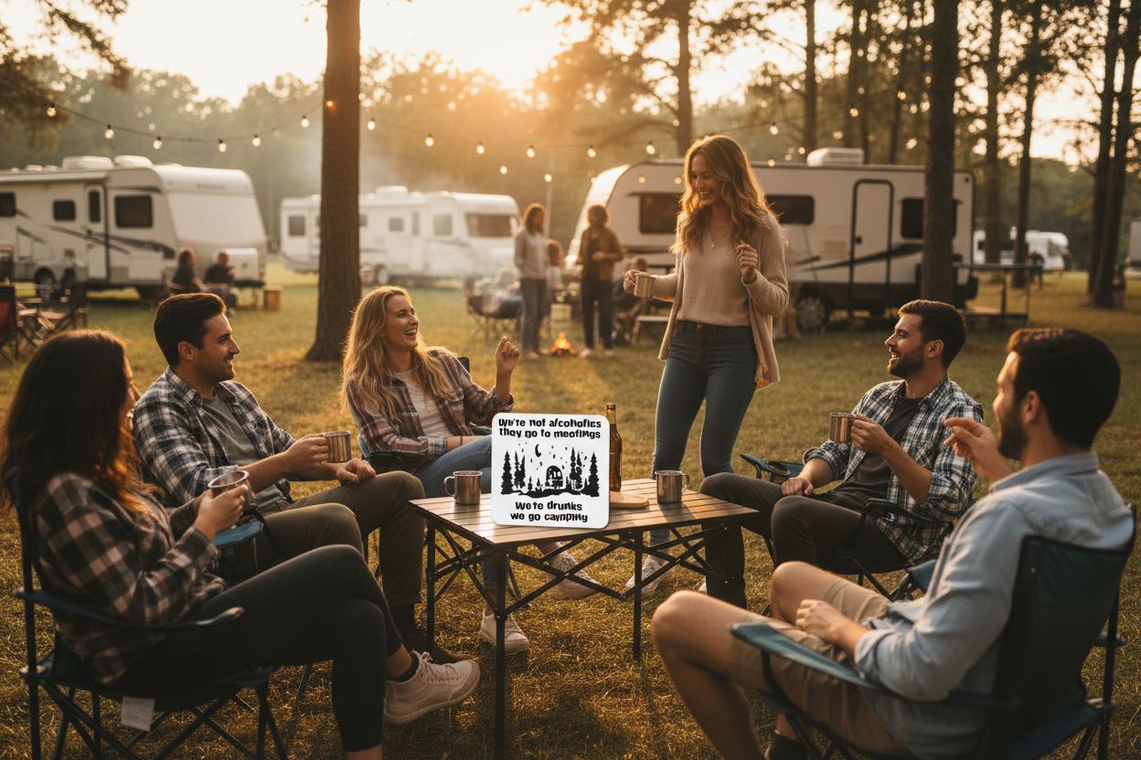 Caravan Hardboard Coaster, Caravan Drinks Mat, Caravan Coaster