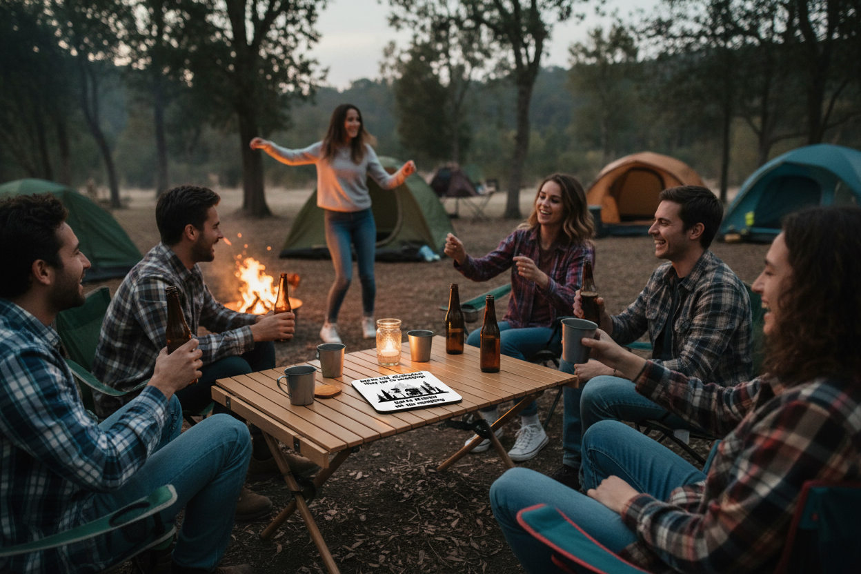 Motorhome Hardboard Coaster - We're Drunks We Go Camping