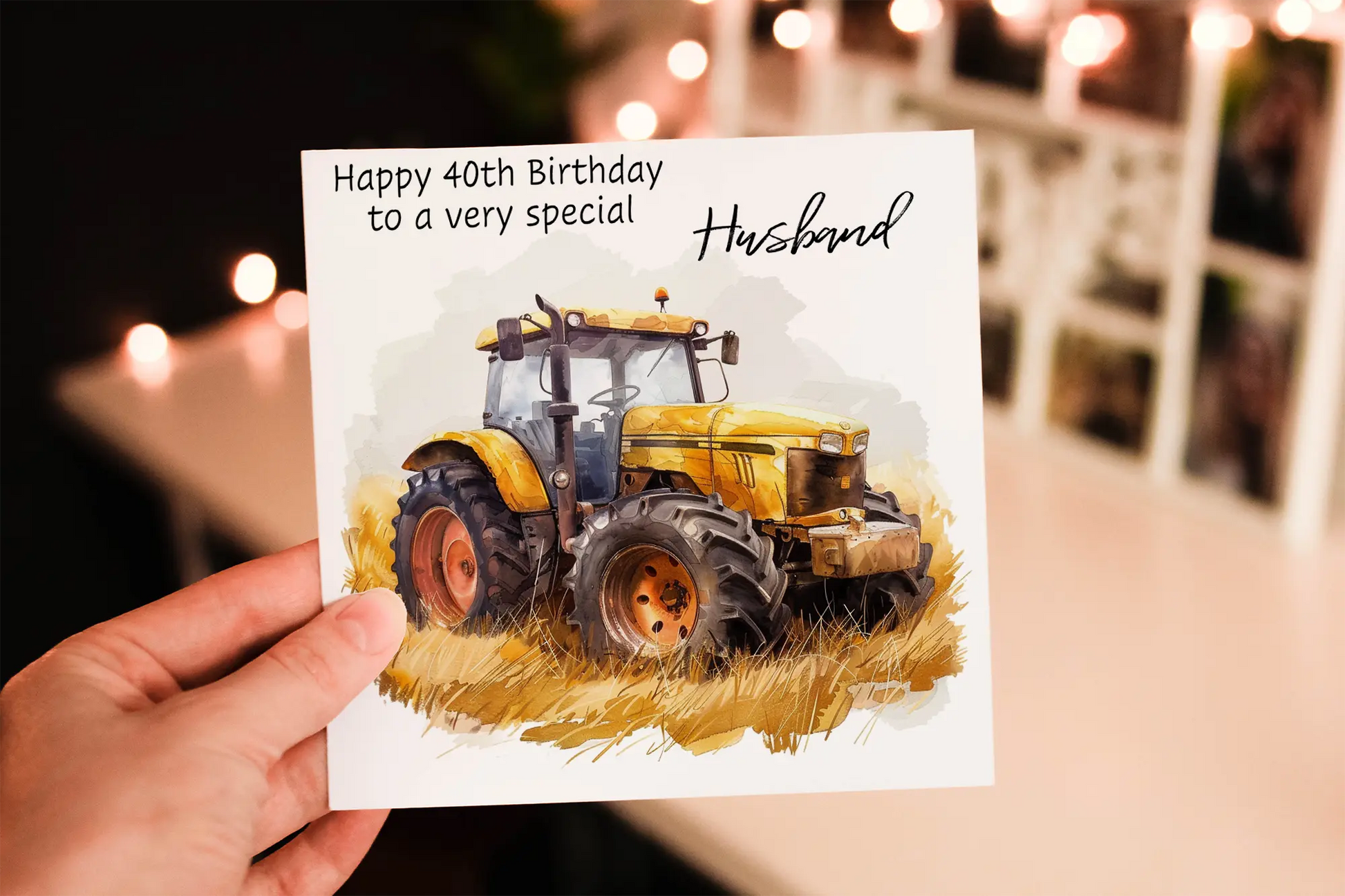 Personalised Yellow Tractor Birthday Card: Agricultural Greeting Card