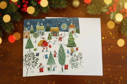 Santa Claus Advent Calendar Card, Christmas Countdown, Festive Holiday Card, 6x6 Square Santa Claus Advent Calendar Card, Christmas Countdown, Festive Holiday Card, 6x6 Square