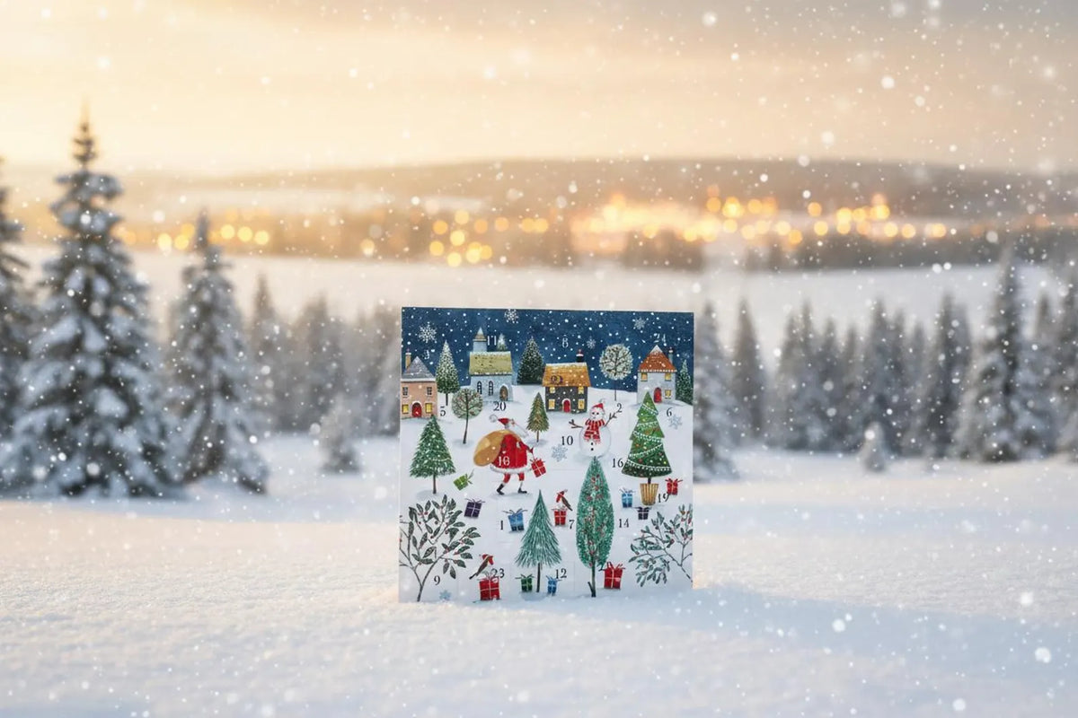 Santa Claus Advent Calendar Card, Christmas Countdown, Festive Holiday Card, 6x6 Square Santa Claus Advent Calendar Card, Christmas Countdown, Festive Holiday Card, 6x6 Square