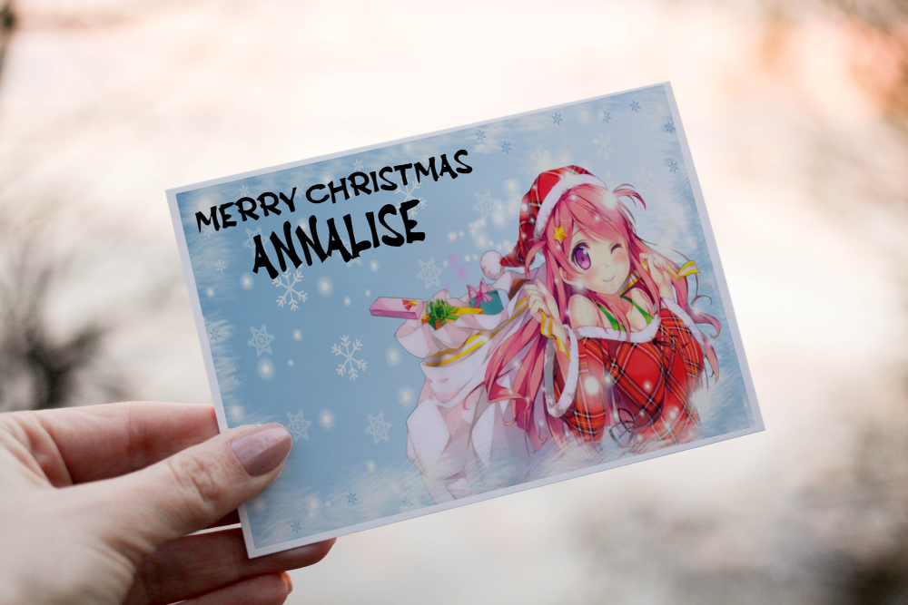 Anime Christmas Card, Personalised Card for Christmas