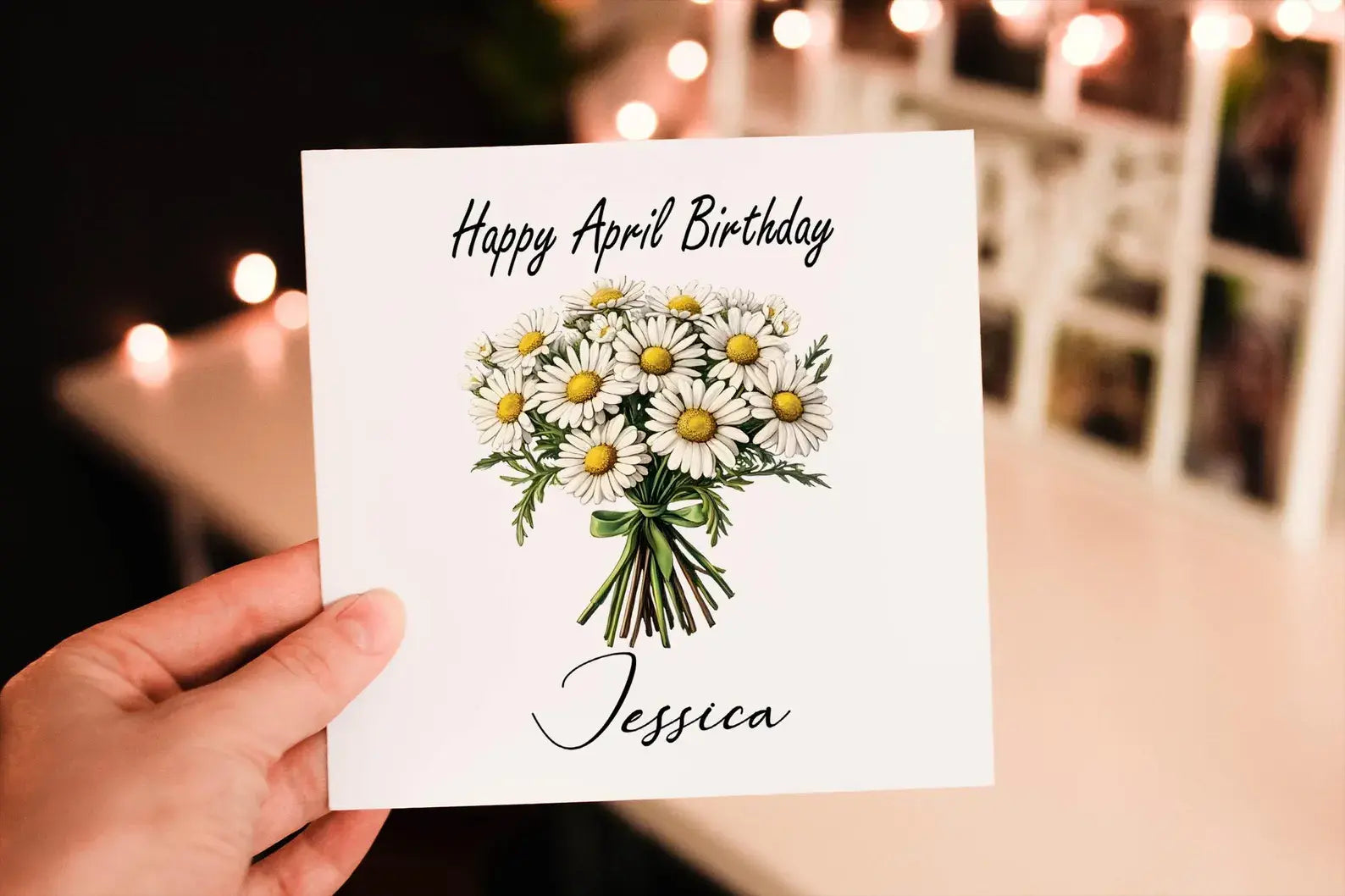 Personalised April Birthday Card: Daisy Flower Greeting Card