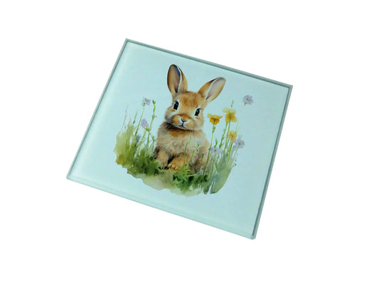 Baby Rabbit Glass Coaster (Set of 4)