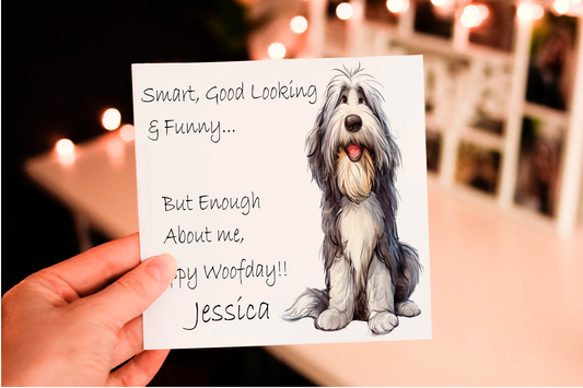 Personalised Bearded Collie Dog Birthday Card
