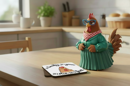 Chicken Hardboard Coaster - She's Beauty, She's Grace ... Hardboard Coaster