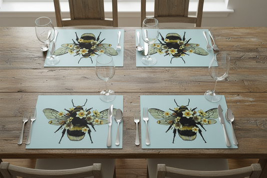 Bee and Daffodils Glass Placemat