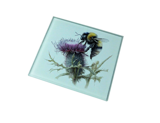 Bee & Thistle Glass Coaster (Set of 4)