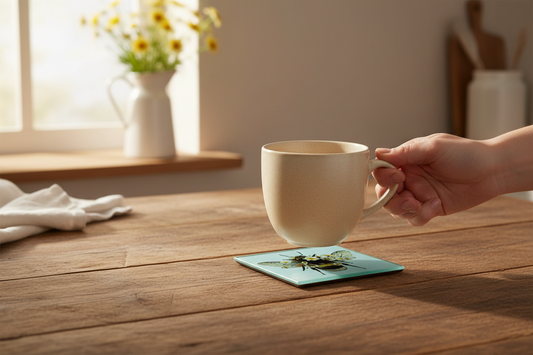 Bee and Daffodils Glass Coaster (Set of 4)