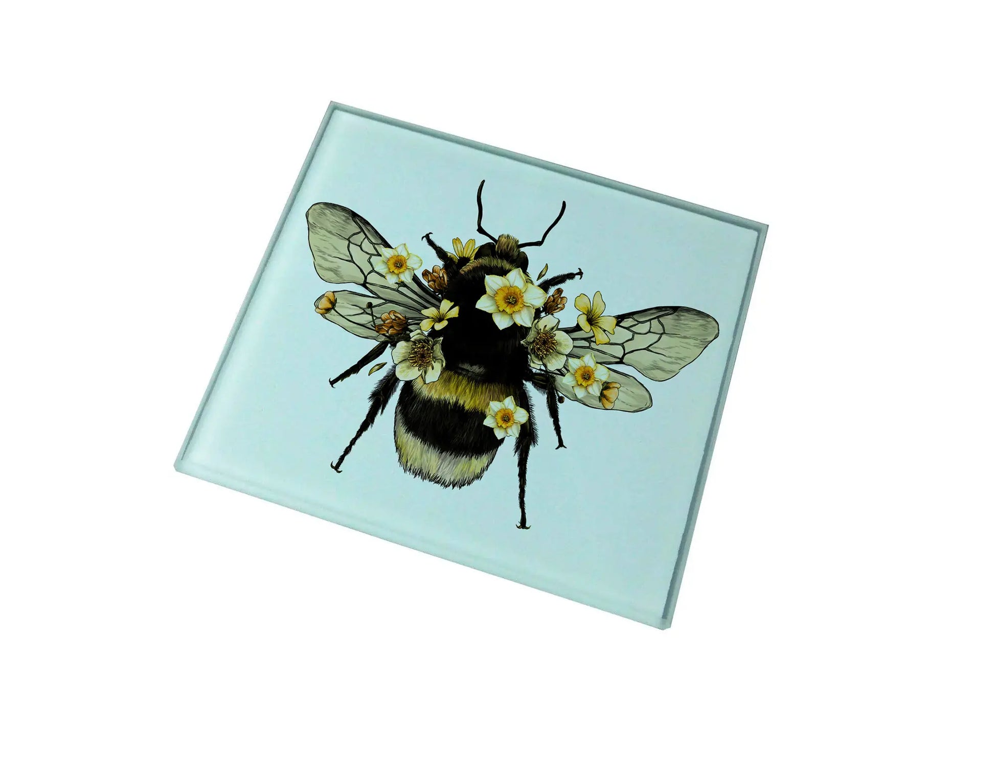 Bee and Daffodils Glass Coaster (Set of 4)