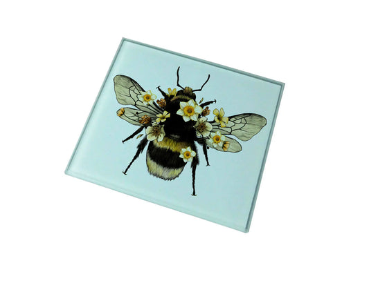 Bee and Daffodils Glass Coaster (Set of 4)