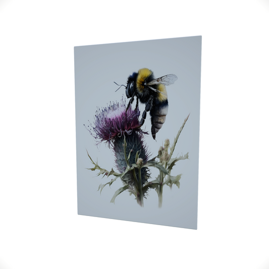 Bee and Thistle.... Glossy Aluminium Print