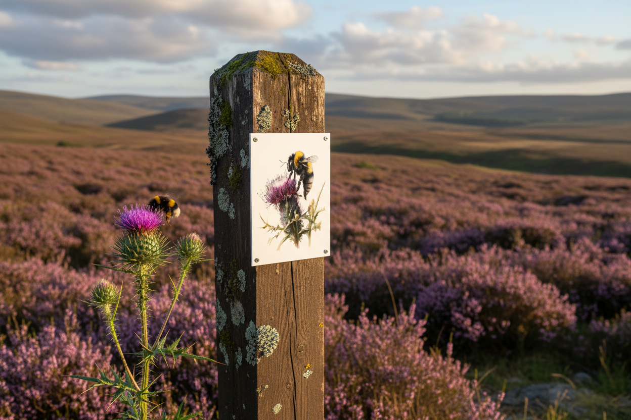 Bee and Thistle.... Glossy Aluminium Print