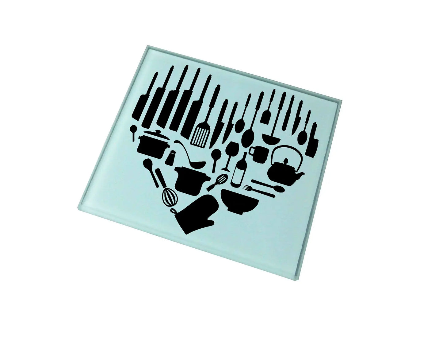 Utensil Heart Glass Coaster (Set of 4)