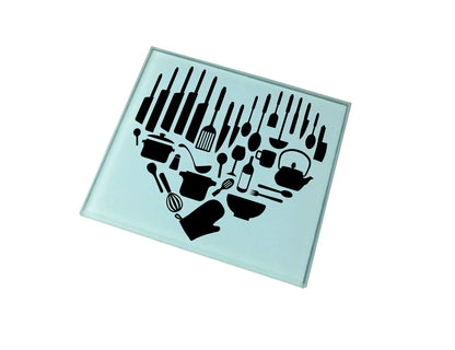 Utensil Heart Glass Coaster (Set of 4)