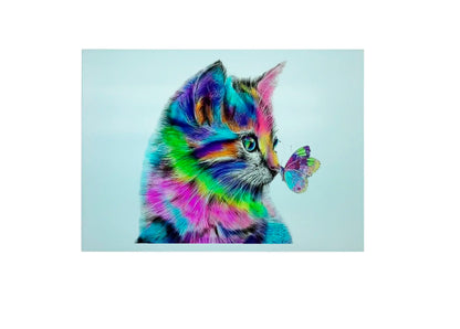 Cat and Butterfly Glass Chopping Board, Cat Worktop Saver