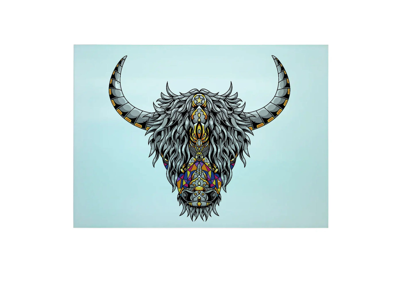 Chakra Highland Cow Glass Chopping Board, Chakra Highland Cow Worktop Saver