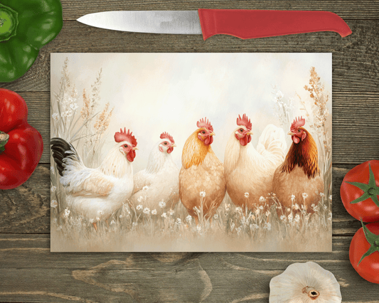 Chicken Glass Chopping Board -Chicken Worktop Protector