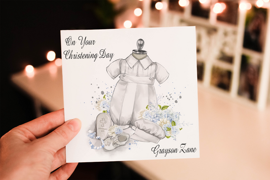 Baby Boy Christening Card, Congratulations for Christening