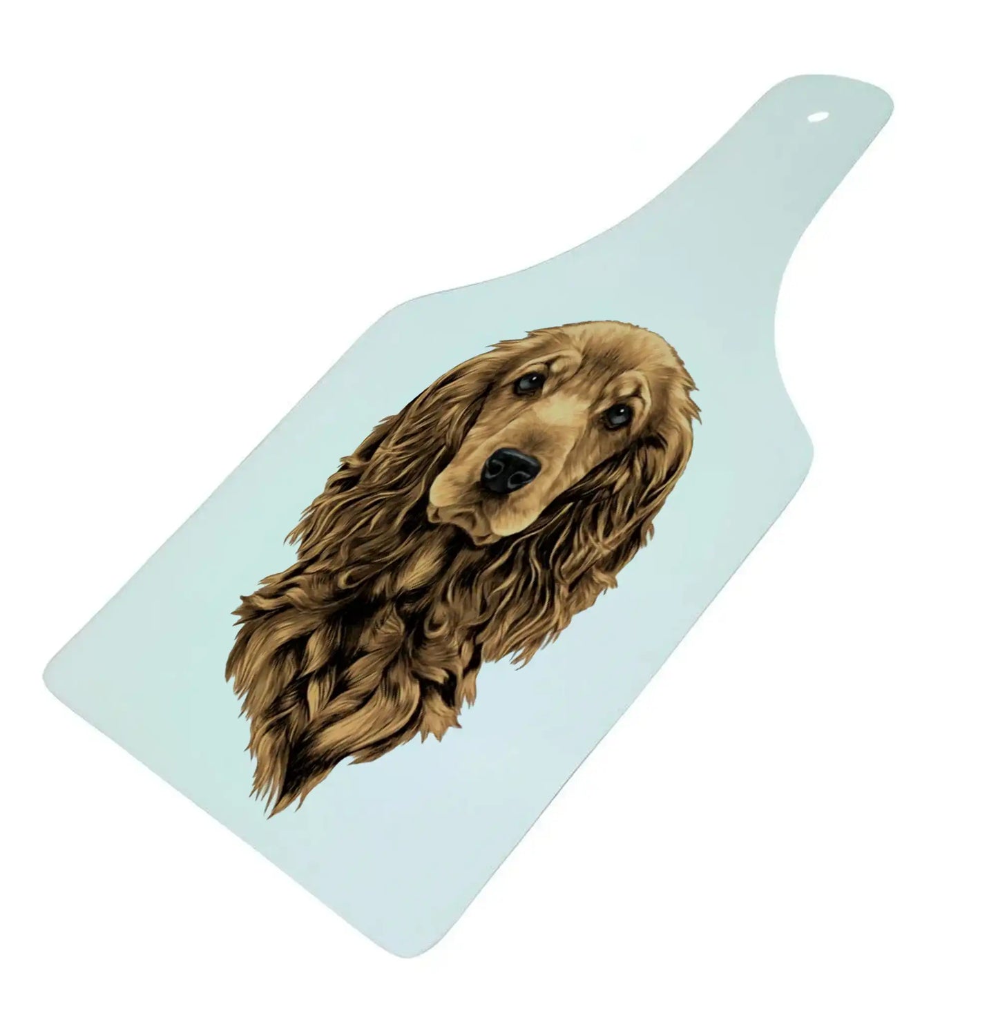 Cocker Spaniel Bottle Shaped Glass Chopping Board - Cheese Platter, Cocker Spaniel Worktop Saver