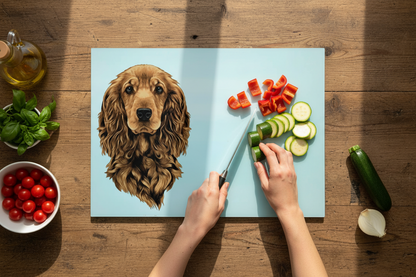 Cocker Spaniel Glass Chopping Board, Cocker Spaniel Worktop Saver