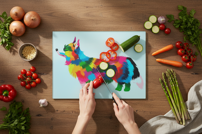 Corgi Dog Glass Chopping Board, Corgi Dog Worktop Saver